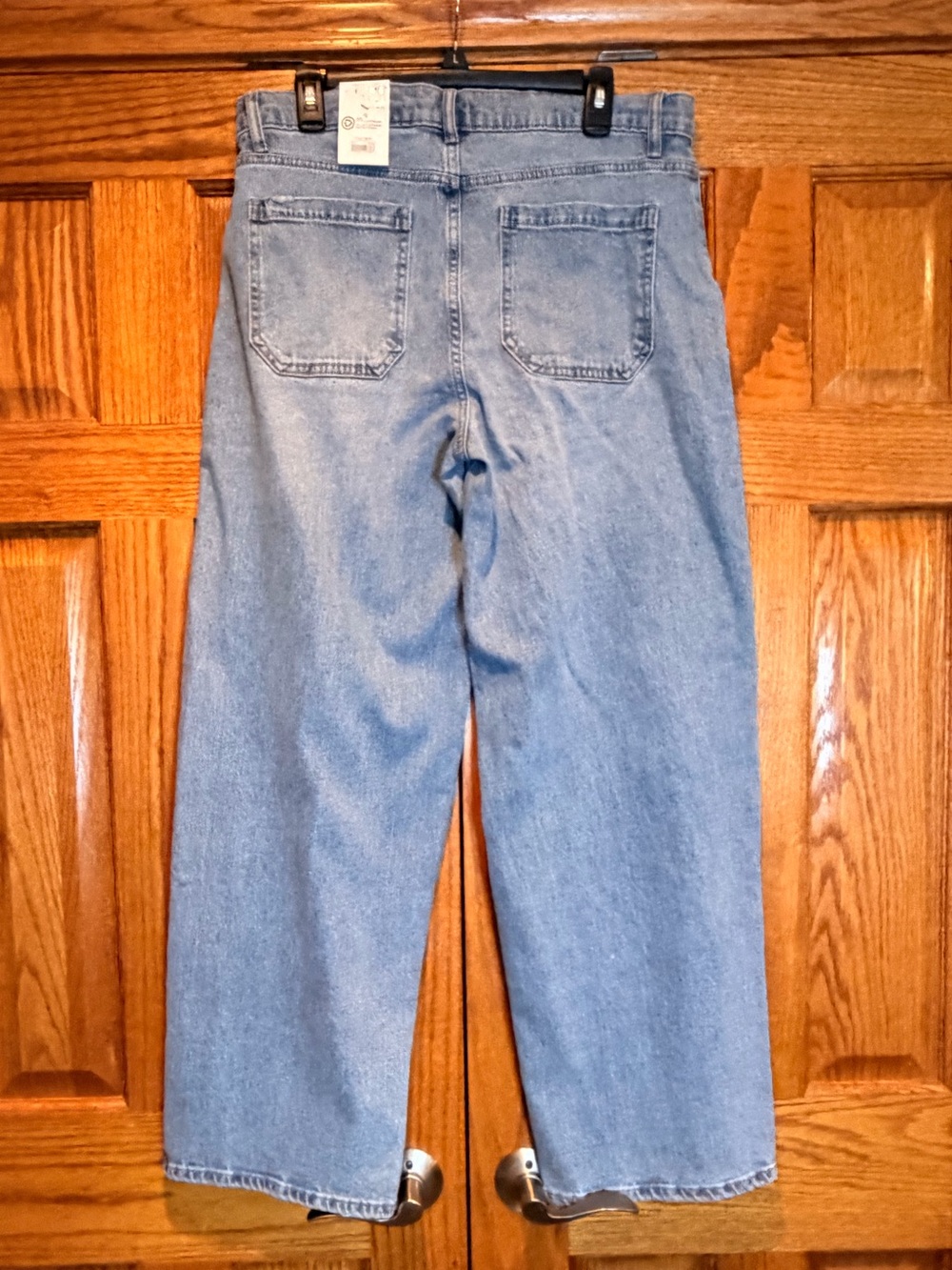 Light Wash High-Waisted Utility Wide Leg Jeans - Picture 2 of 6